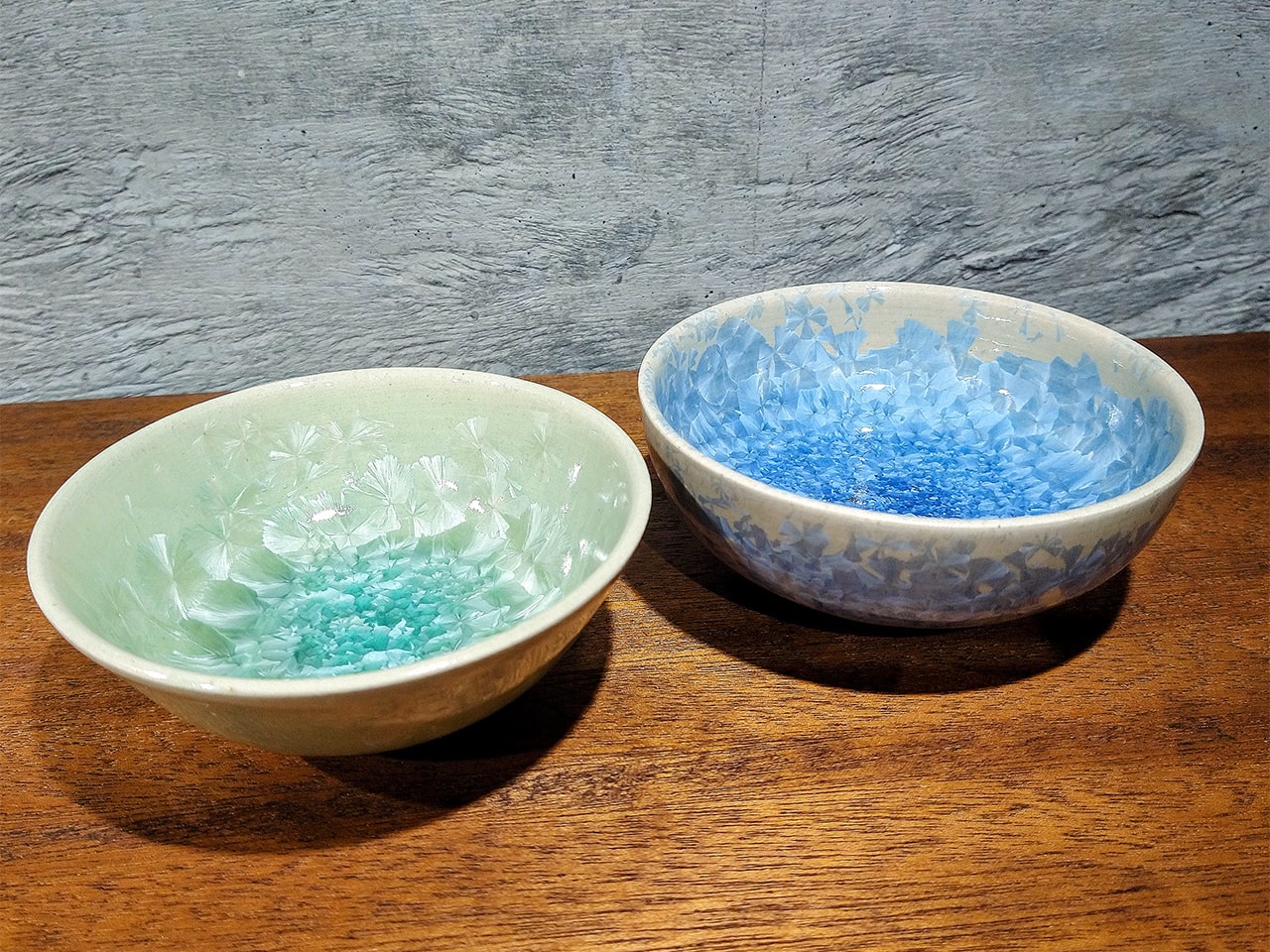 青と緑の結晶小鉢