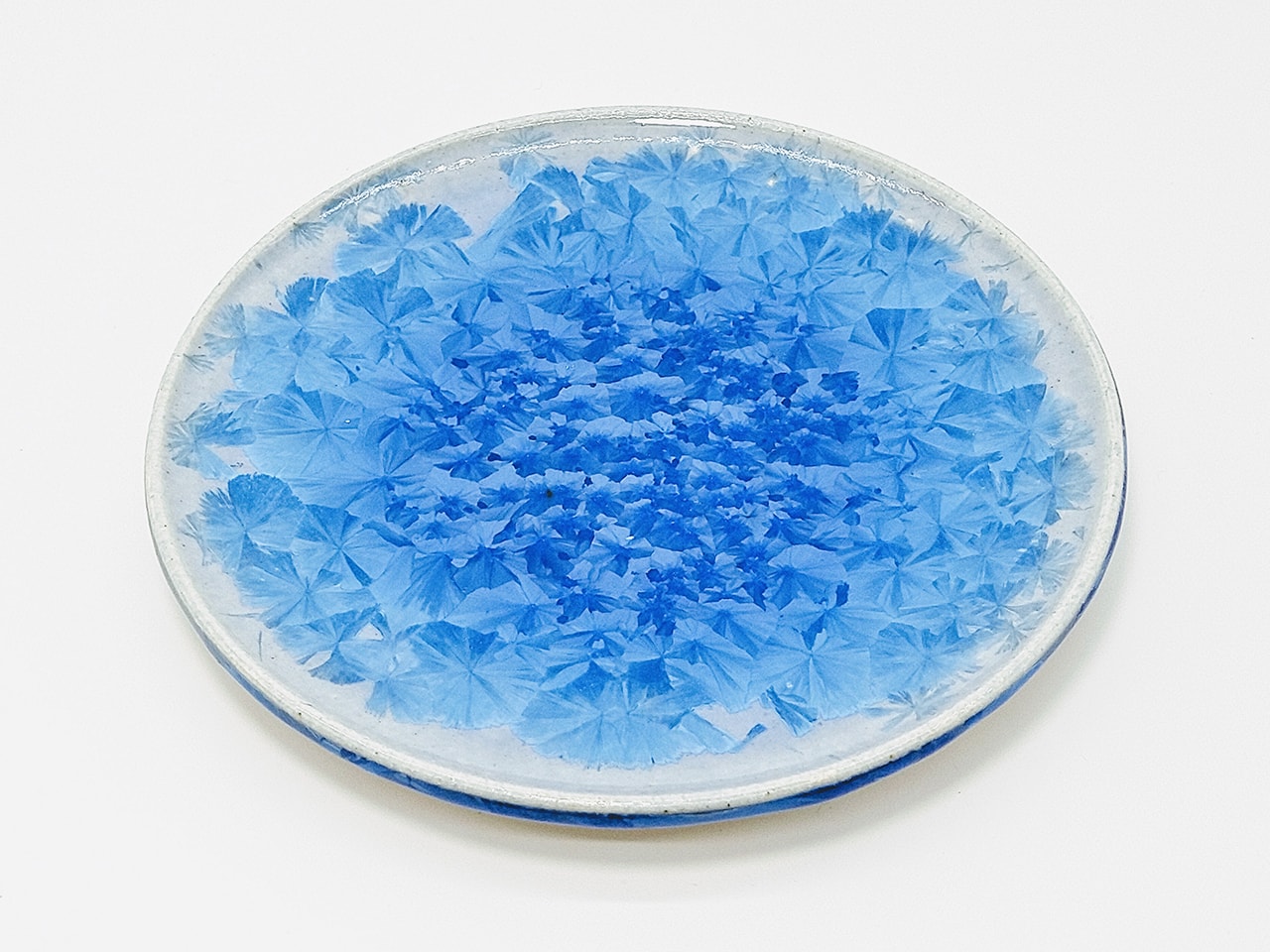 玻璃結晶 青 紫陽花 6寸皿