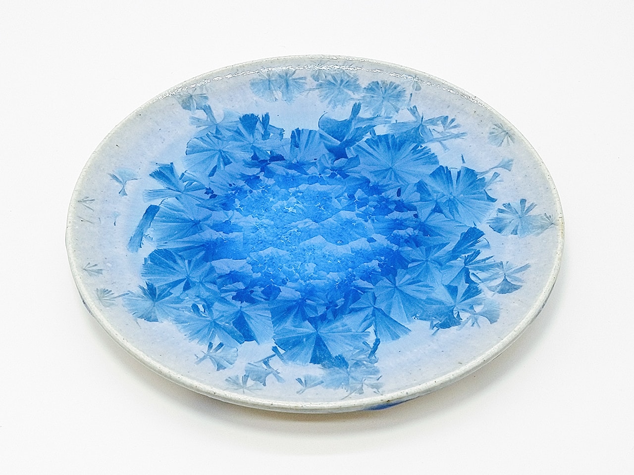 玻璃結晶 青 雪結晶 6寸皿
