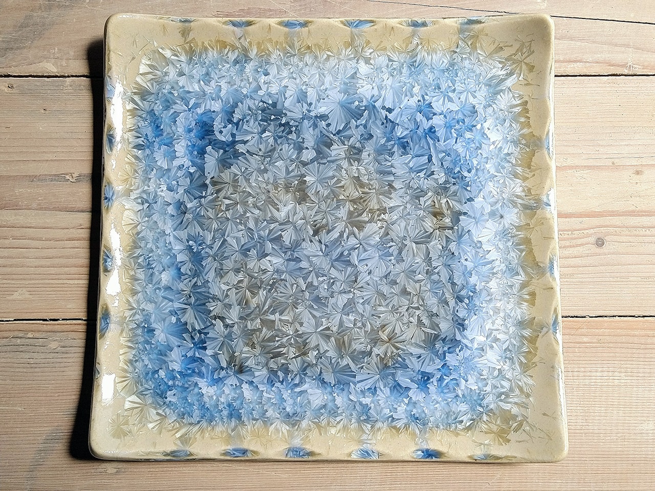 玻璃結晶 積彩 四方皿（25cm）