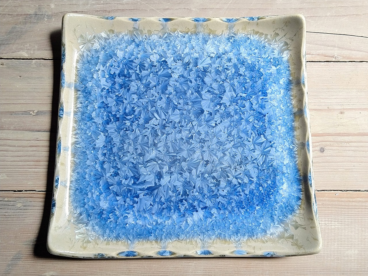 玻璃結晶 青 四方皿（25cm）